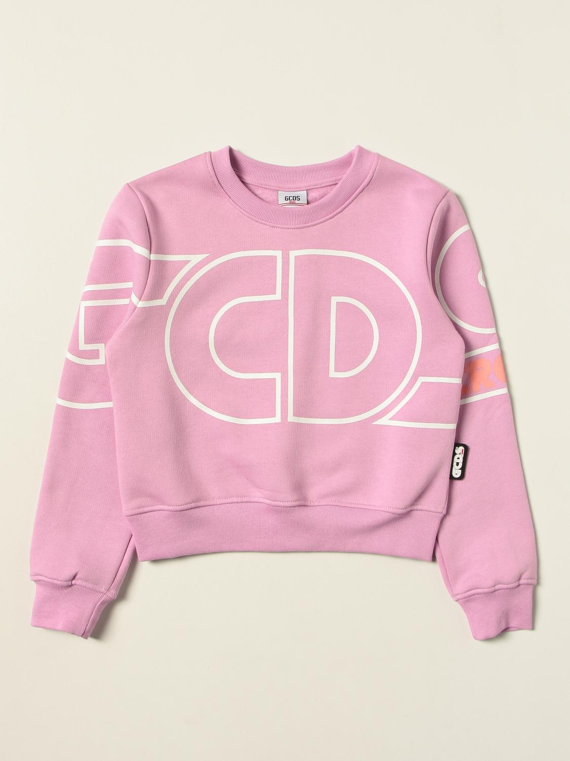 GCDS: Felpa in cotone con logo - Lilla | Maglia Gcds 028666 GIGLIO.COM