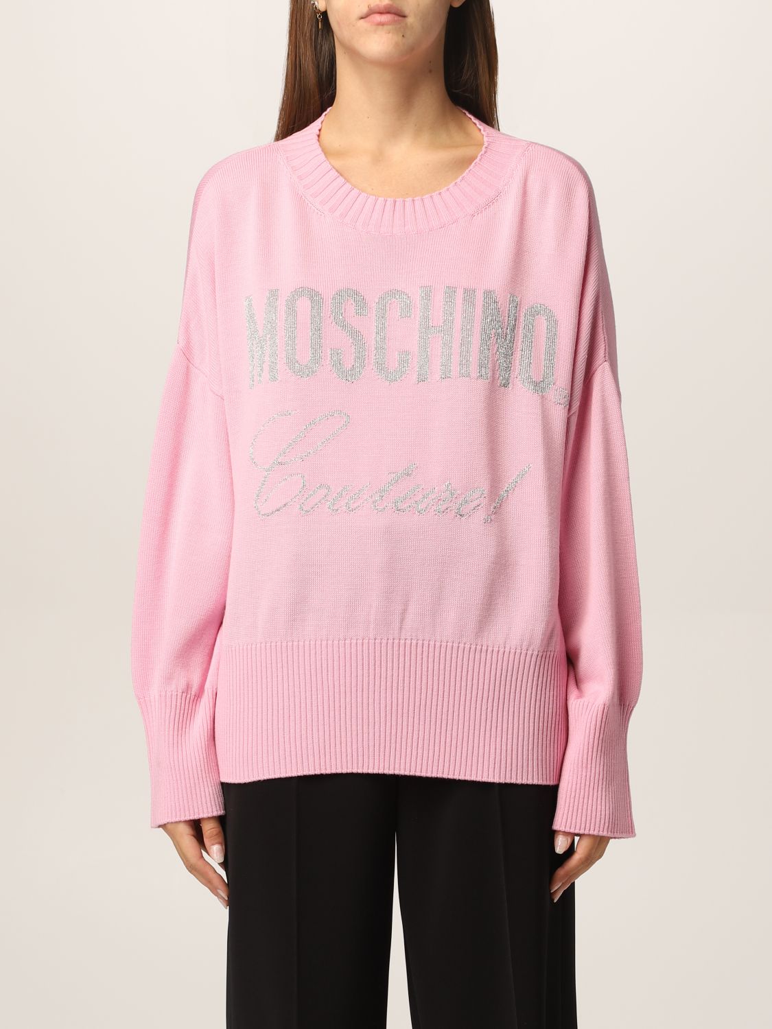 MOSCHINO COUTURE: virgin wool sweater - Pink | Sweater Moschino Couture ...