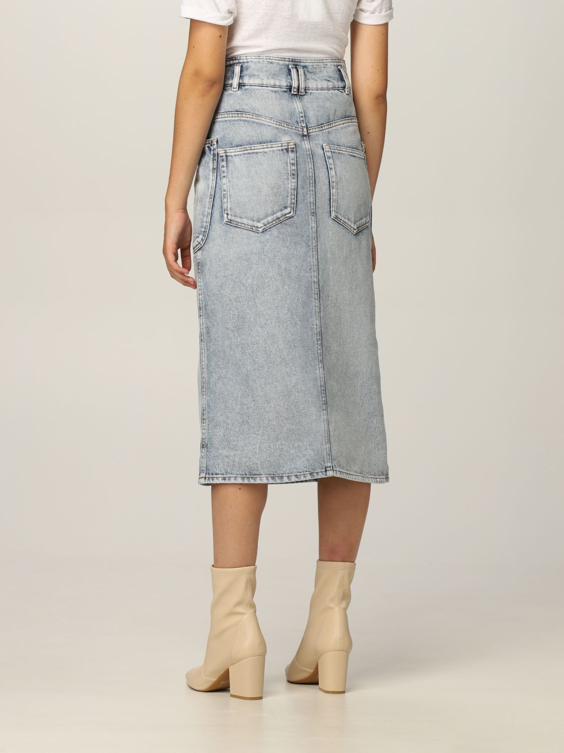 ISABEL MARANT ETOILE: skirt in washed denim - Blue Isabel Marant Etoile skirt JU130521A018E online on