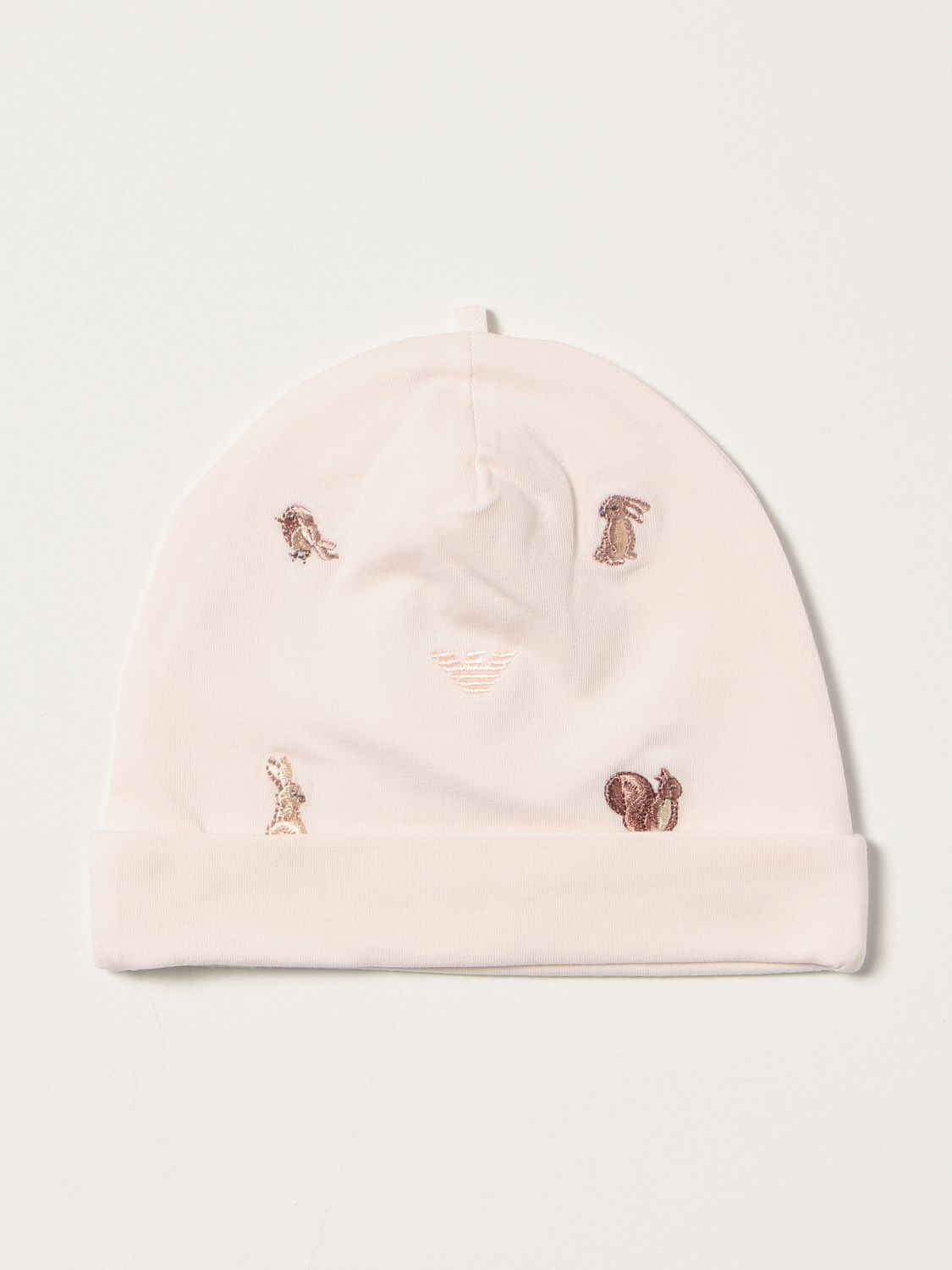 Cappello neonato Emporio Armani: Cappello a berretto Emporio Armani con animali ricamati rosa 2