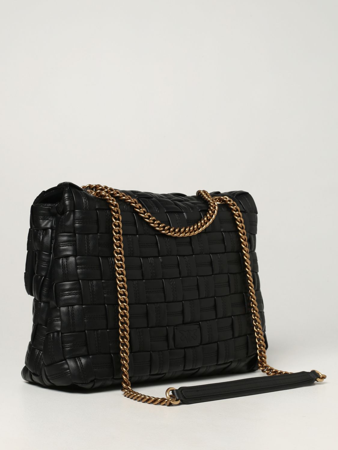 PINKO: Love big Puff Weave braided bags - Black | Crossbody Bags Pinko ...