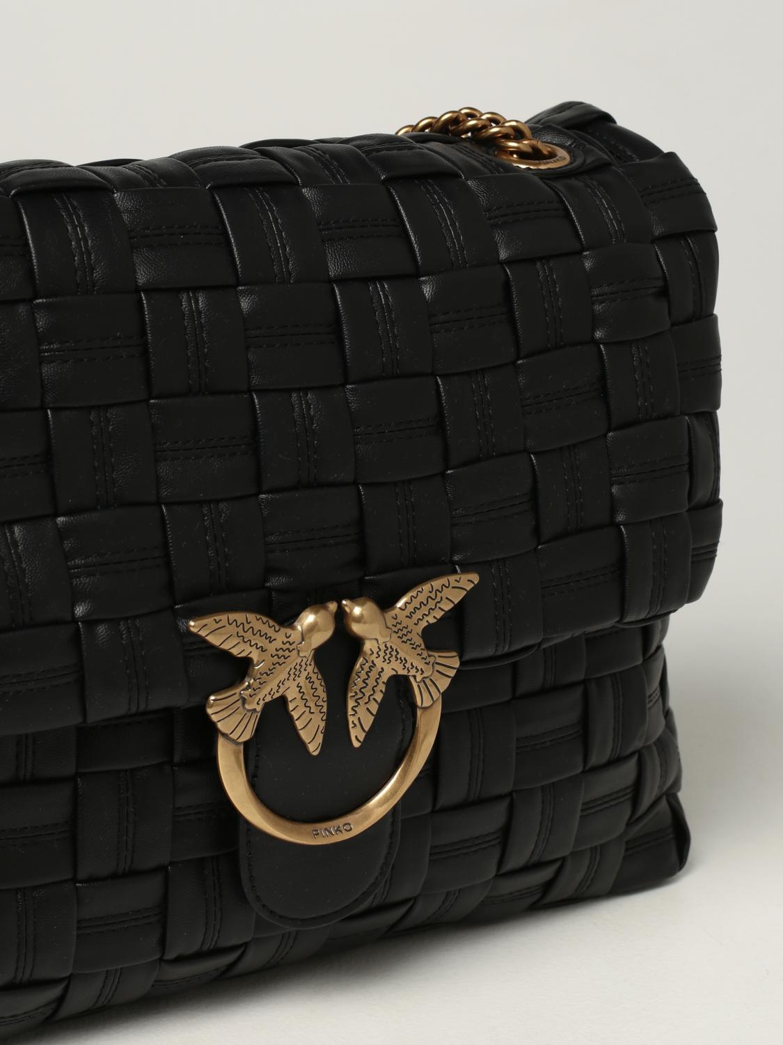 PINKO Love big Puff Weave braided bags Black Crossbody Bags Pinko