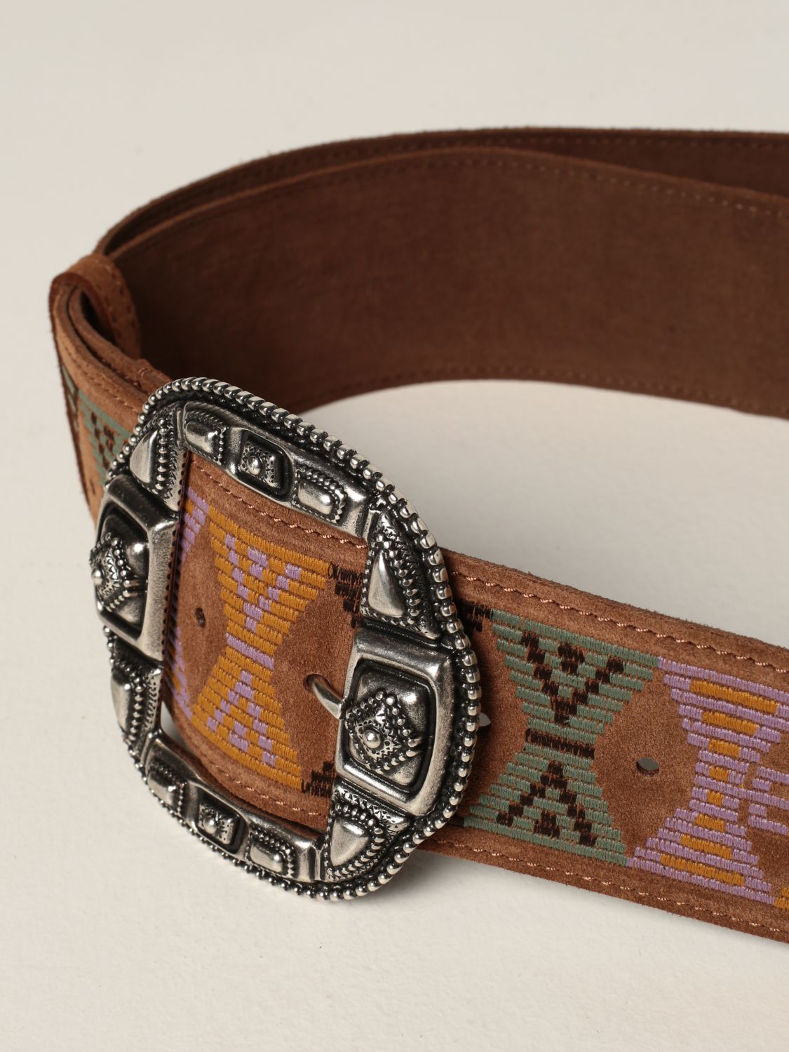 Belt Etro: Etro leather belt with ethnic embroidery brown 3