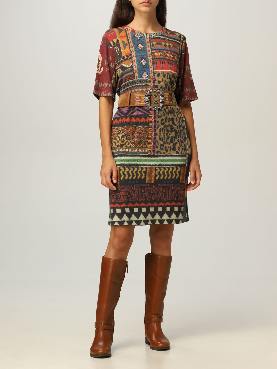 Belt Etro: Etro leather belt with ethnic embroidery brown 4