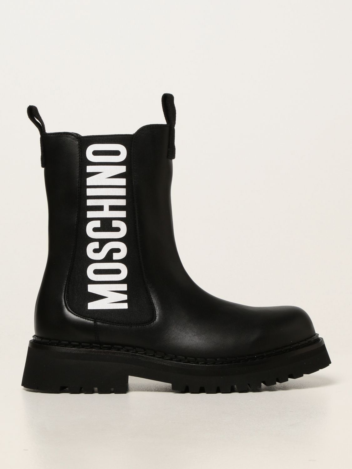 Flat booties Moschino Couture: Moschino Couture leather ankle boots black 1