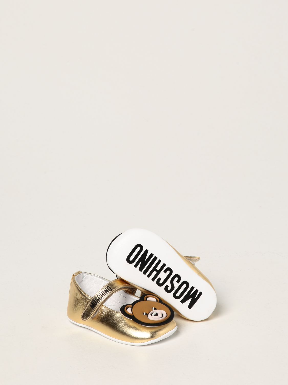 Shoes Moschino Baby: Moschino Baby ballerinas in leather with Teddy gold 2