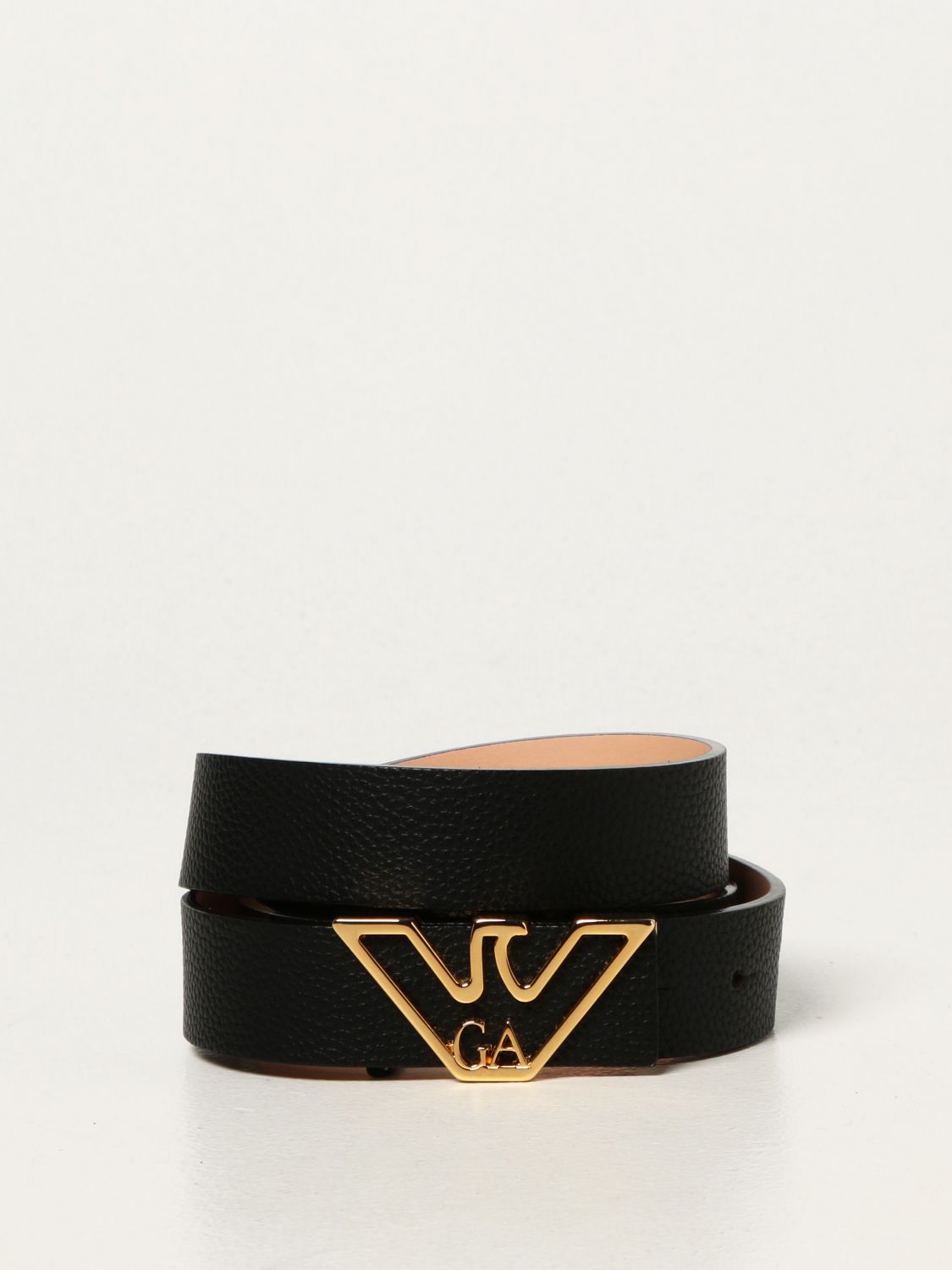 EMPORIO ARMANI: belt in grained synthetic leather - Black | Emporio Armani  belt Y3I048 YFW9B online on 