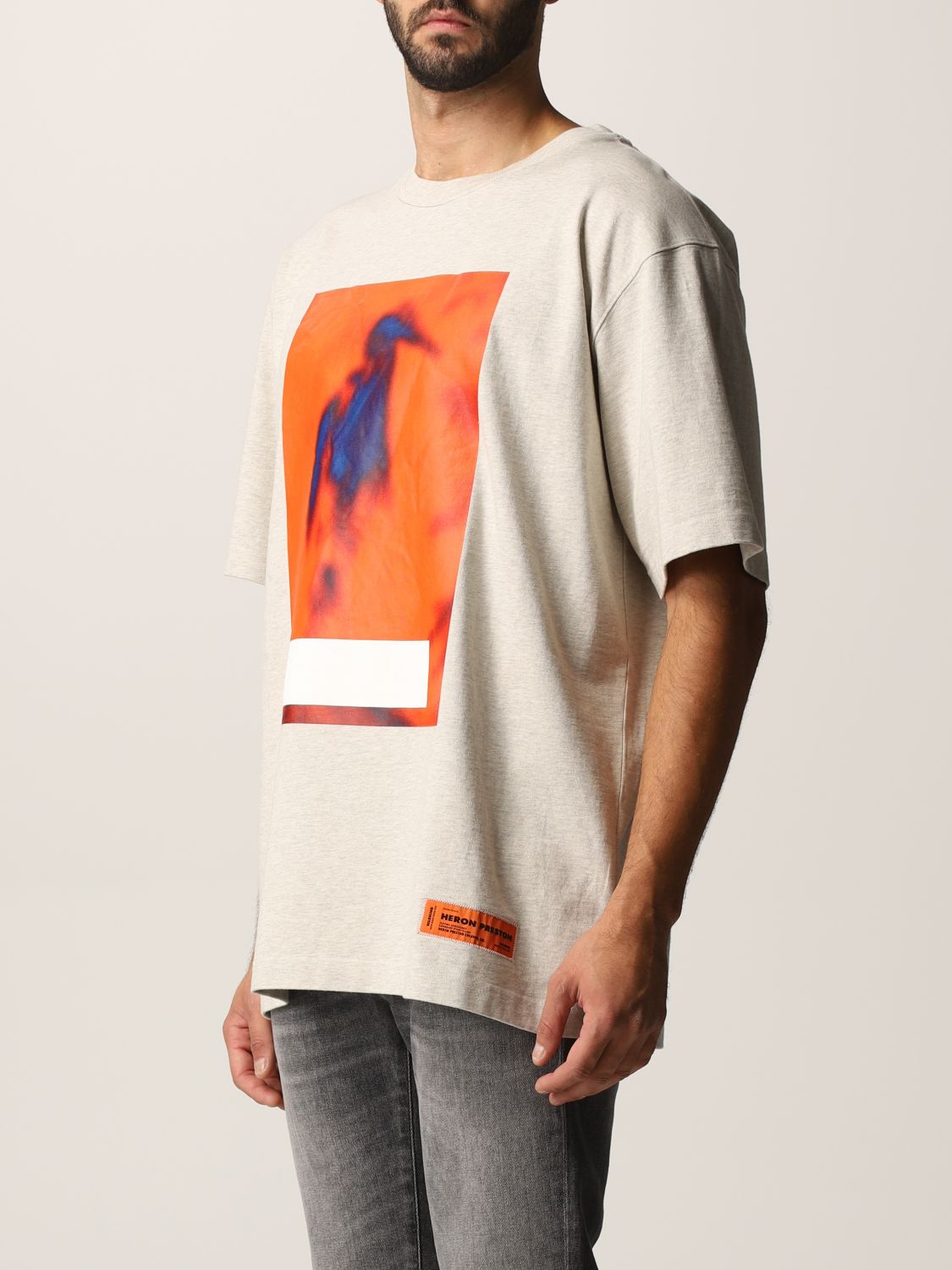 T-shirt Heron Preston: T-shirt Heron Preston con stampa frontale grigio 3