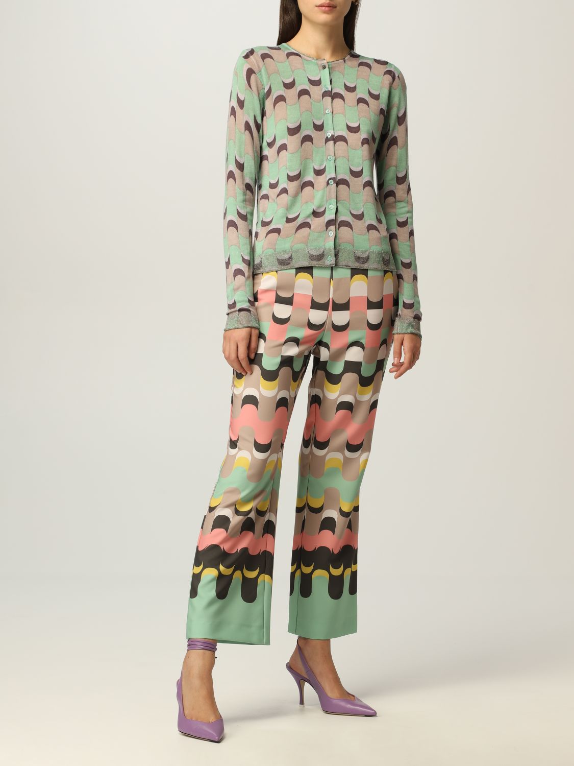 Pantalone Maliparmi: Pantalone Neo Modern Maliparmi in cady stampato verde 2