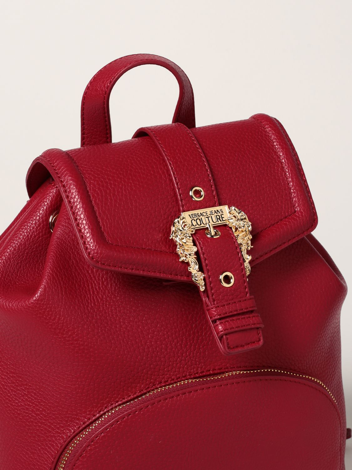 Backpack Versace Jeans Couture: Versace Jeans Couture backpack in synthetic textured leather red 3
