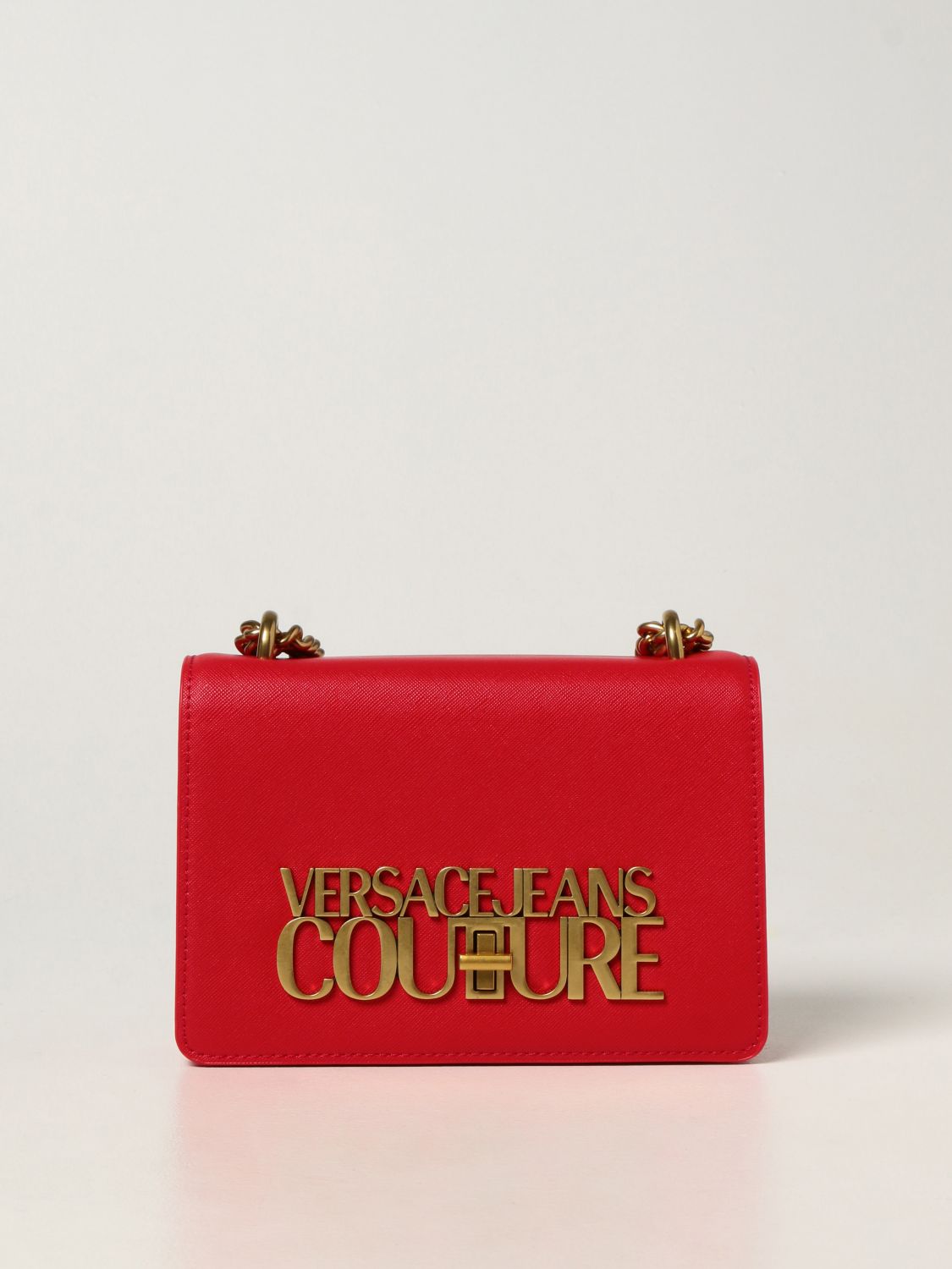 VERSACE JEANS COUTURE: bag in synthetic saffiano leather - Red ...