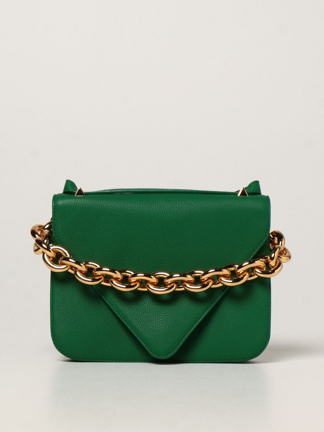 BOTTEGA VENETA: Mount bag in leather with chain detail - Green ...