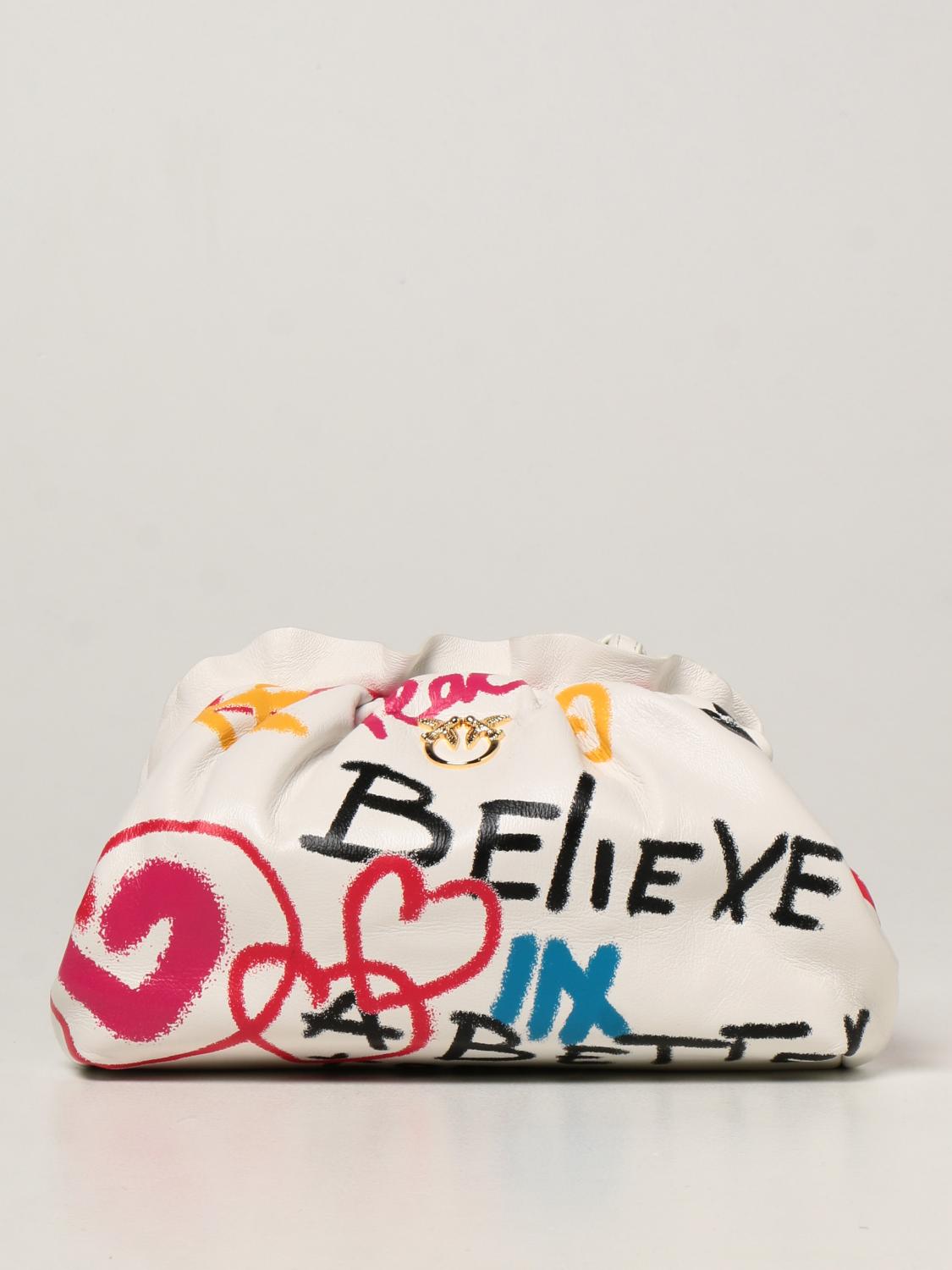 PINKO mini chain bag in nappa leather White Pinko clutch 1P22BE