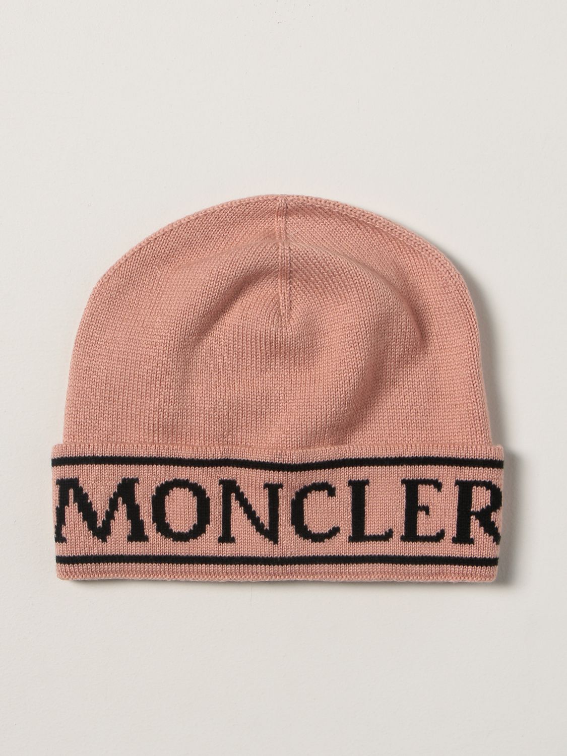 Hat Moncler: Moncler hat with logo blush pink 1