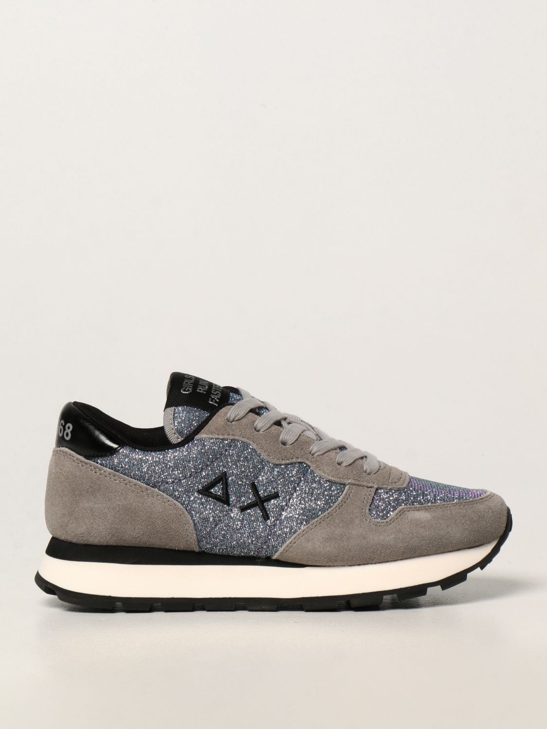 SUN 68: trainers in suede and glitter - Grey | Sun 68 sneakers Z41203 ...