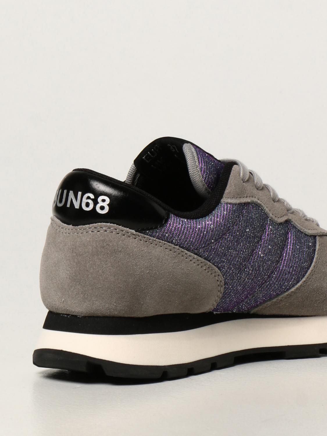 SUN 68: trainers in suede and glitter - Grey | Sun 68 sneakers Z41203 ...