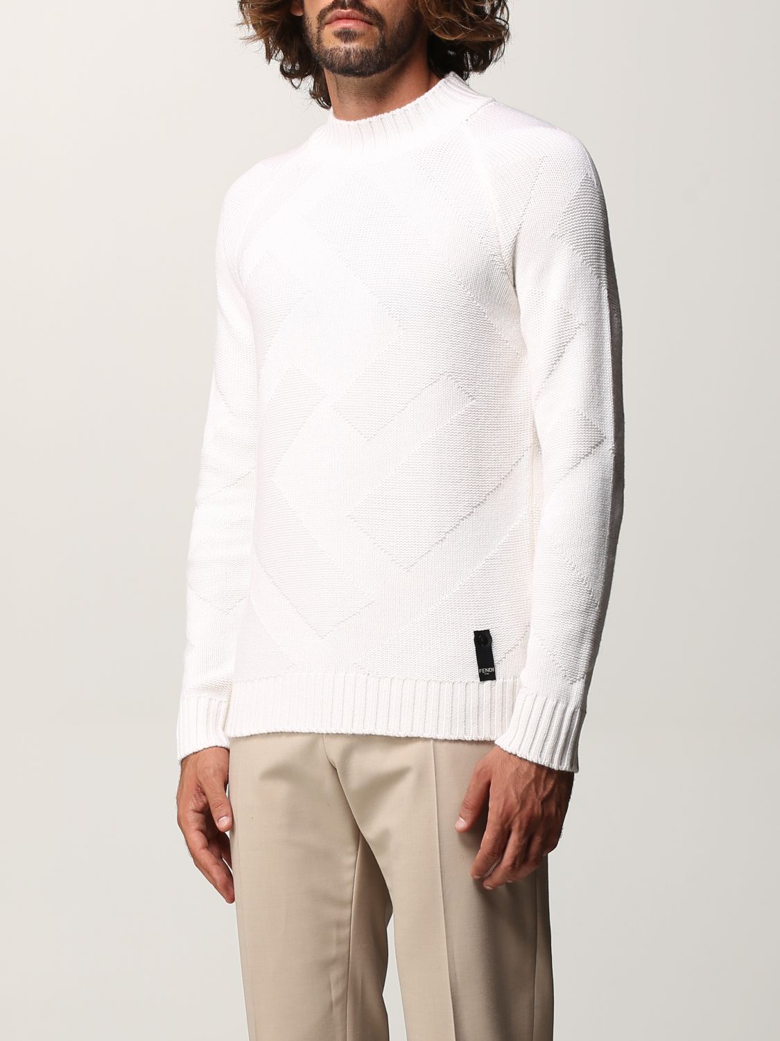 FENDI: cashmere sweater | Sweater Fendi Men Ivory | Sweater Fendi 