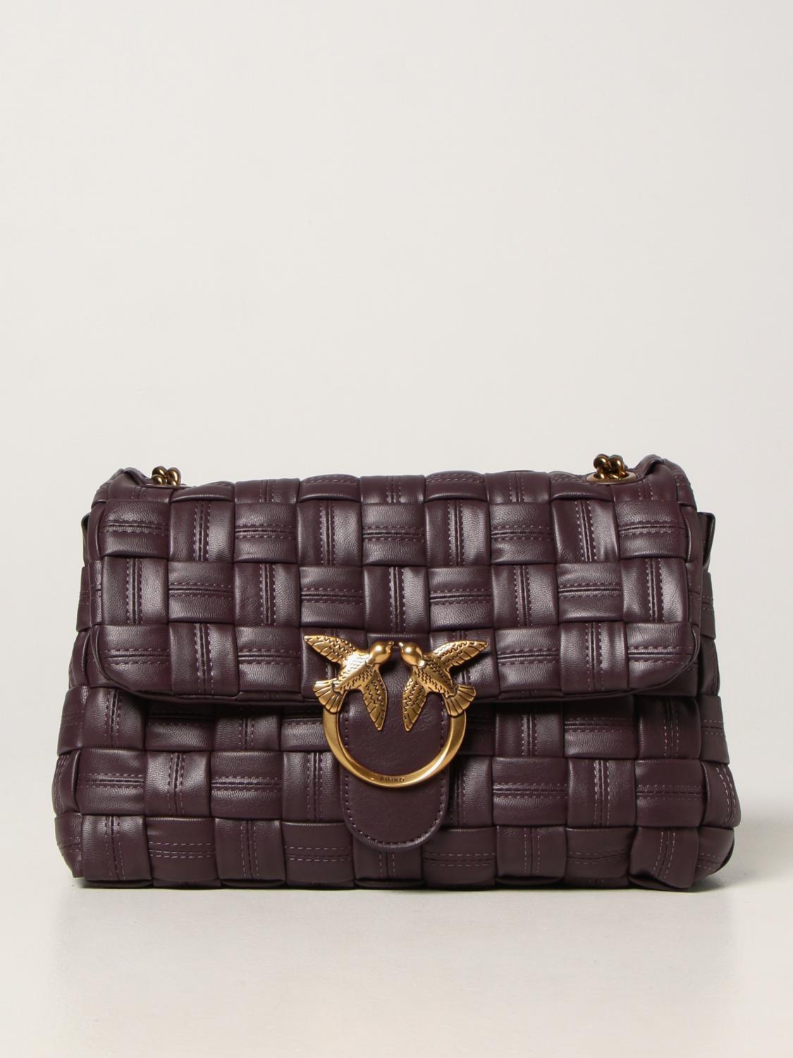 PINKO Love classic Puff Weave woven bag Red Pinko crossbody bags