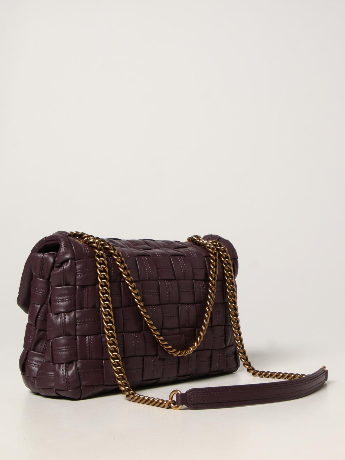 PINKO Love classic Puff Weave woven bag Red Pinko crossbody bags