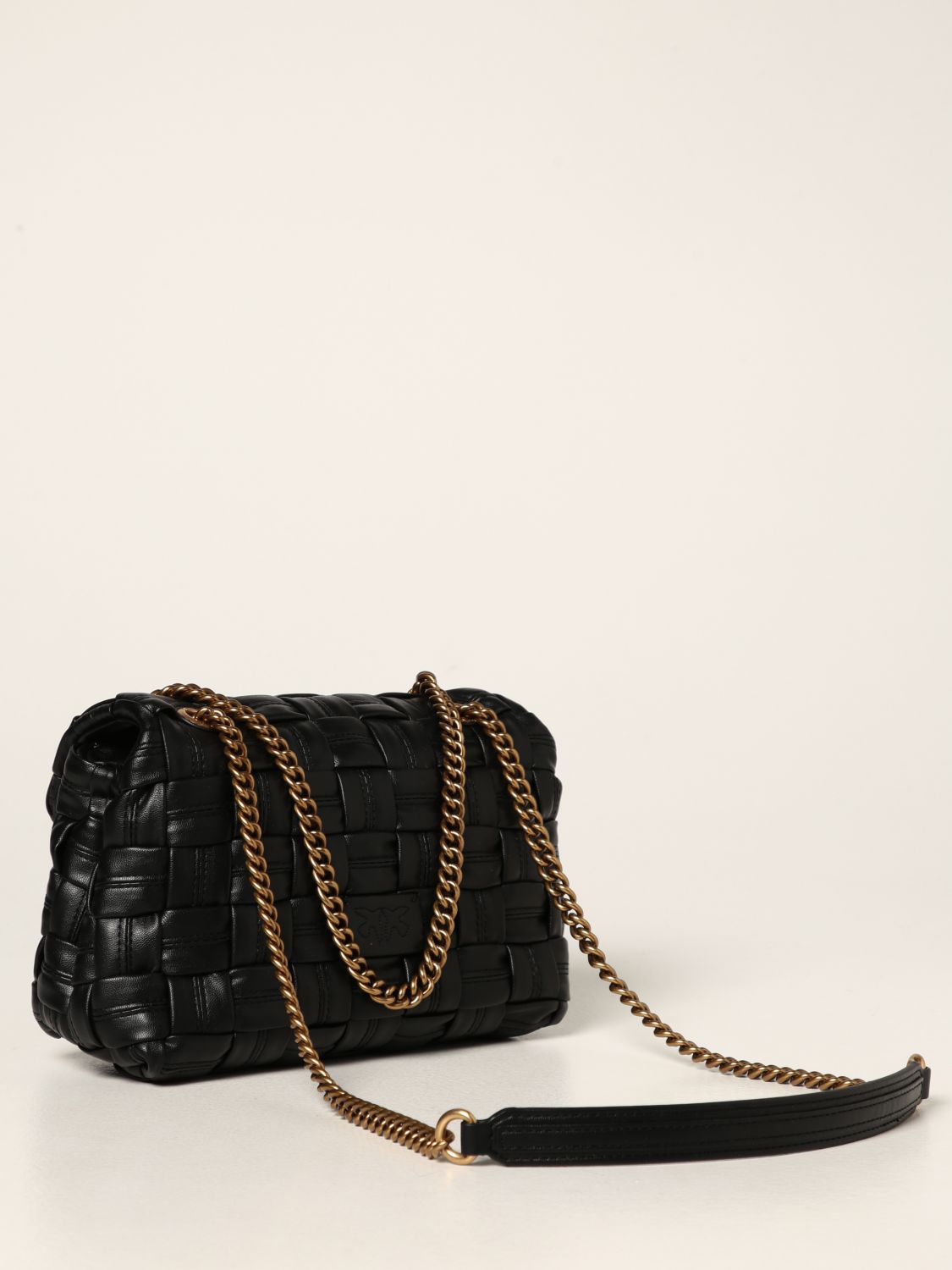 PINKO: Love mini Puff Weave woven bag - Black | Pinko crossbody bags ...