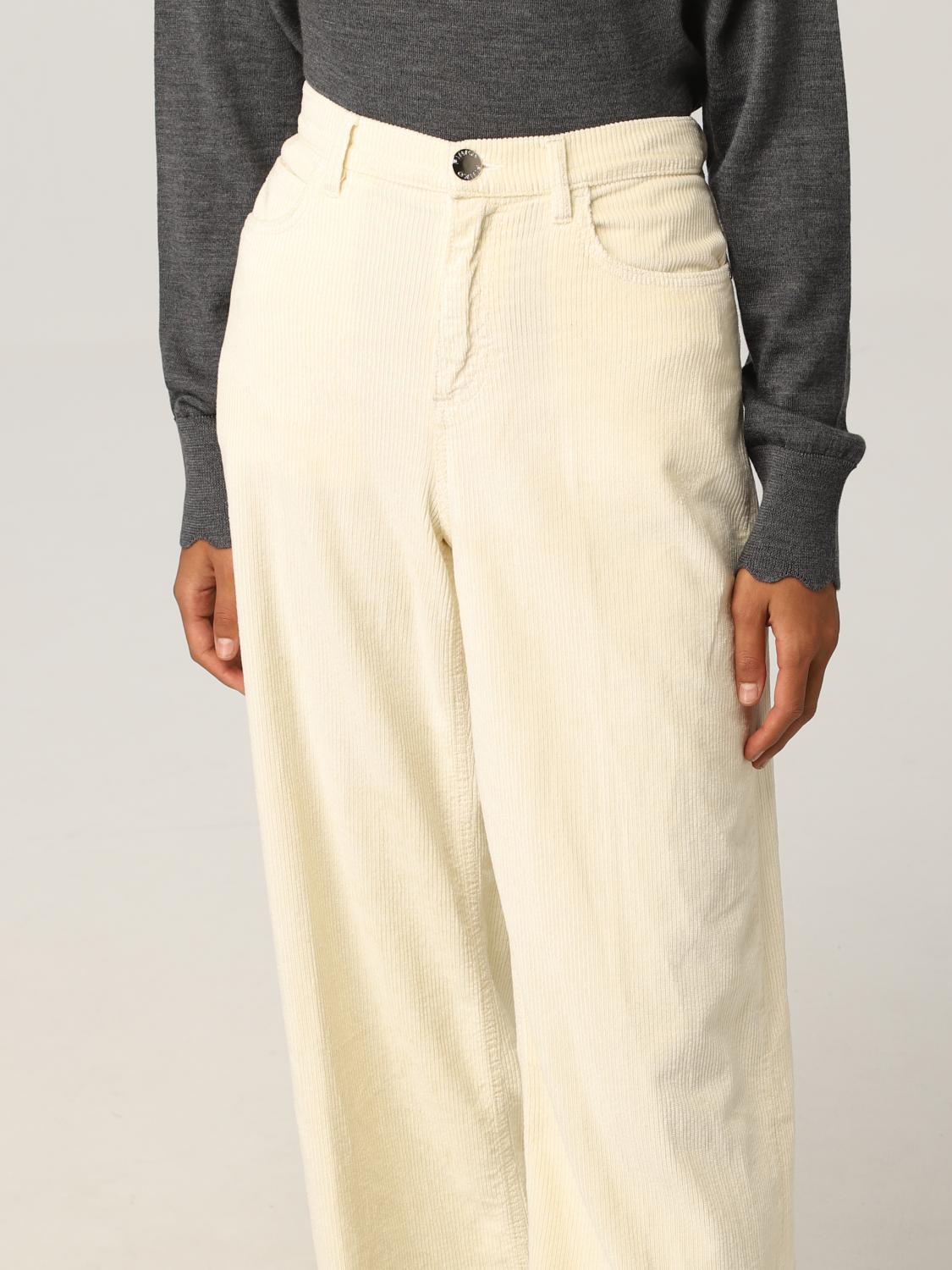 PINKO: Pantalone a palazzo in velluto - Bianco | Pantalone Pinko 1J10PS  Y6FL GIGLIO.COM