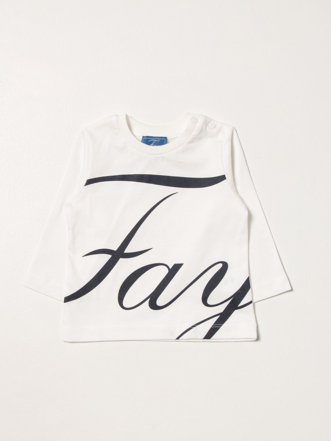 T-shirt Fay: T-shirt Fay in jersey di cotone con maxi logo bianco 1