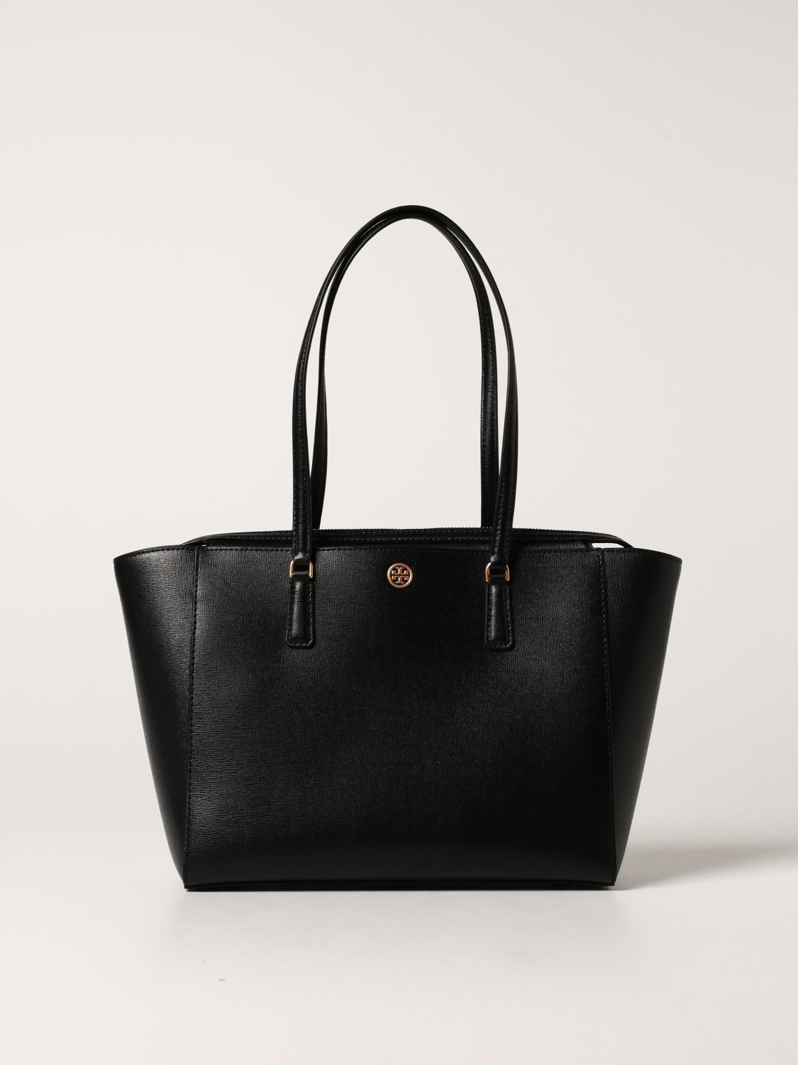 TORY BURCH: Robinson bag in saffiano leather - Black | Tory Burch tote bags  83078 online on 