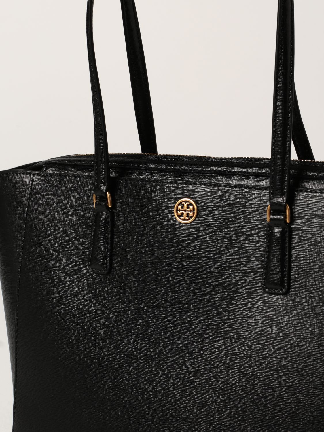 TORY BURCH: Robinson bag in saffiano leather - Black | Tory Burch tote bags  83078 online on 