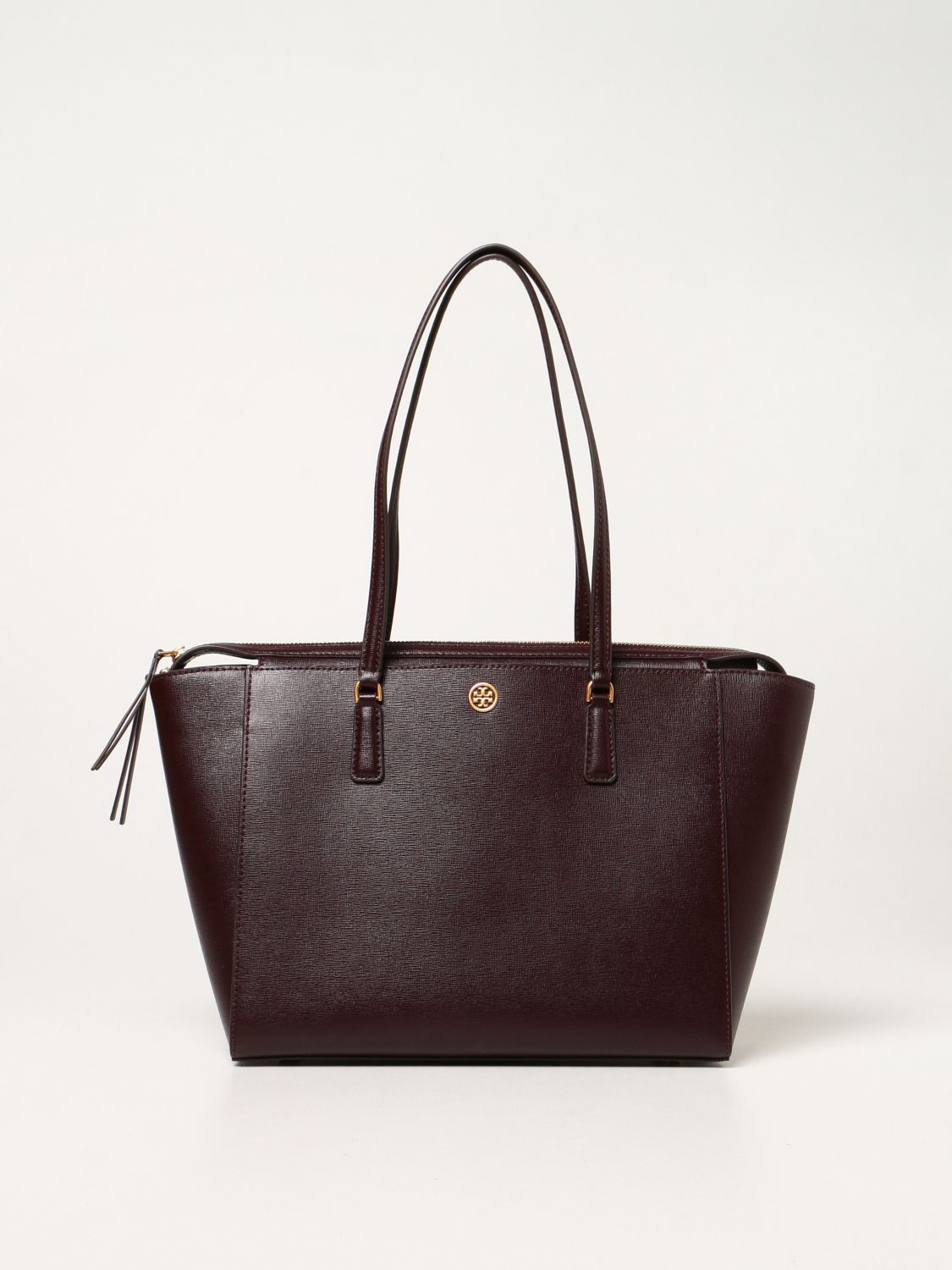 TORY BURCH: Robinson bag in saffiano leather - Burgundy | Tory Burch tote  bags 83078 online on 