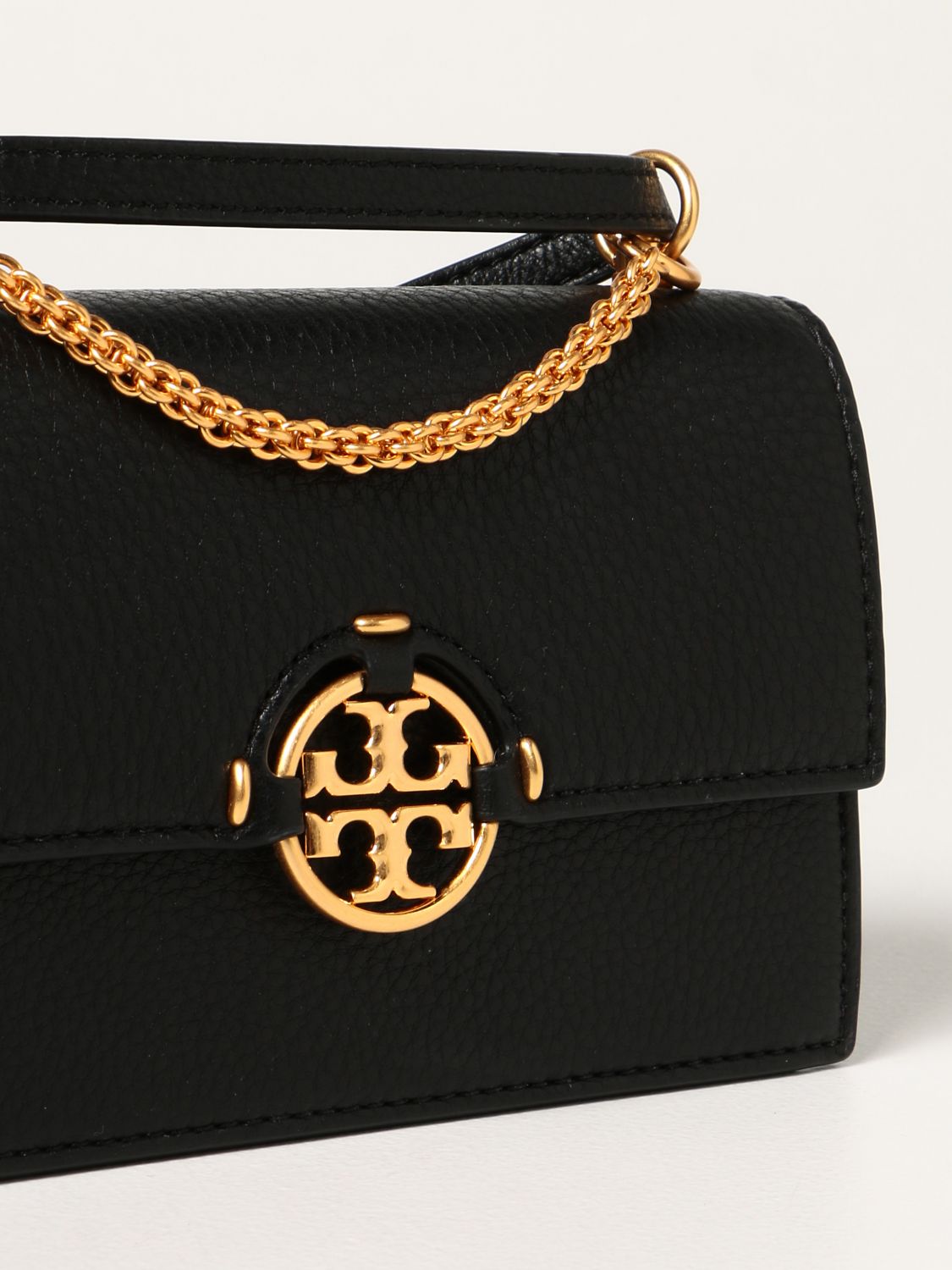 TORY BURCH: leather crossbody bags with crest - Black  Tory Burch  crossbody bags 80532 online at