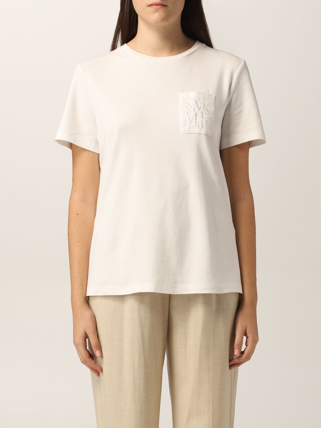 T-shirt S Max Mara: T-shirt S Max Mara con mini logo bianco 1