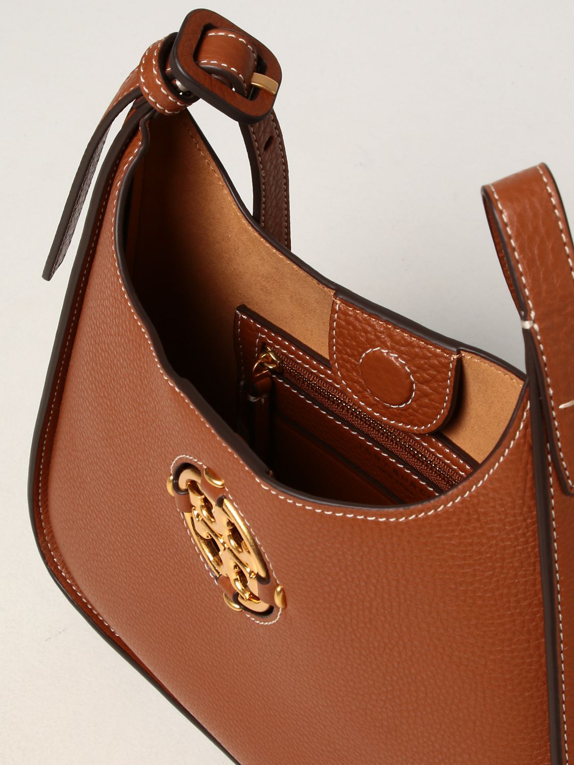 TORY BURCH: Miller bag in grained leather with logo - Brown | Tory Burch  crossbody bags 82982 online on GIGLIO.COM