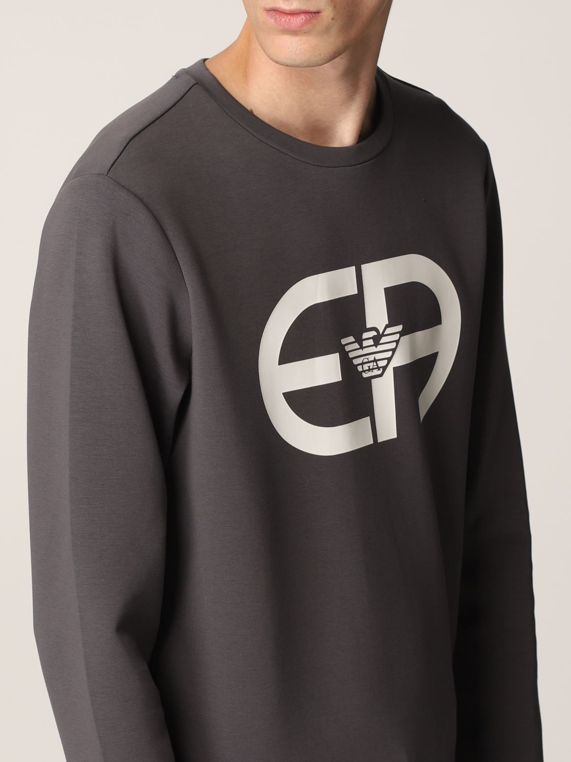 Sweatshirt Emporio Armani: Emporio Armani sweatshirt in cotton blend with maxi logo grey 3