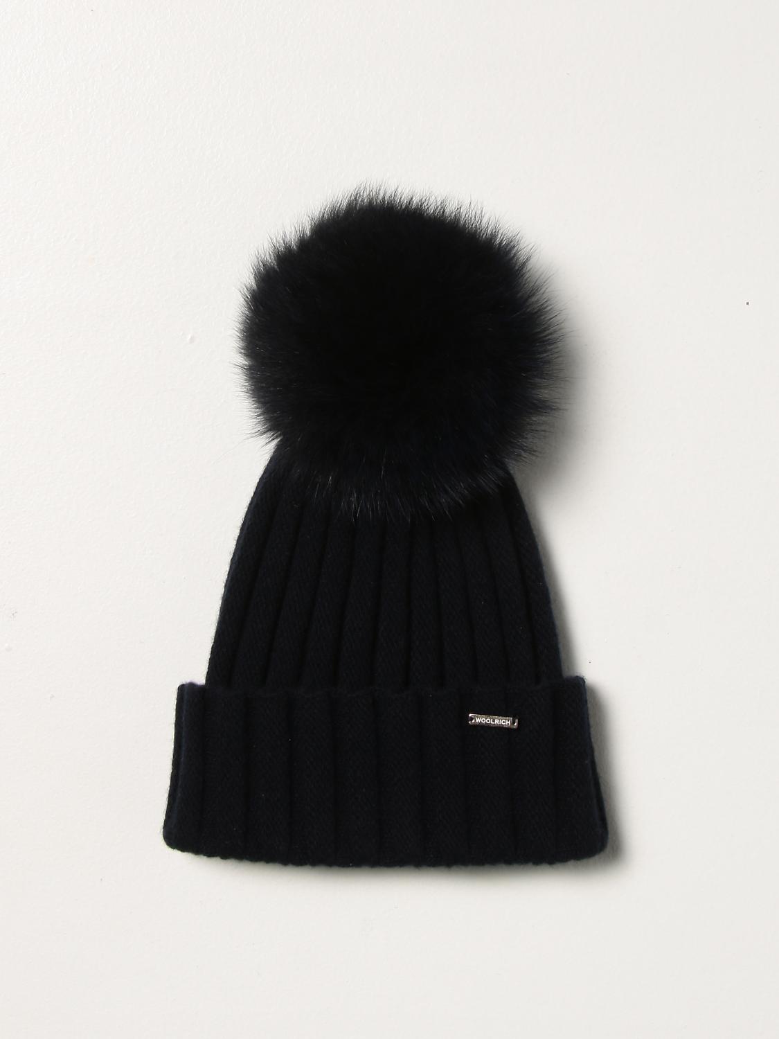 WOOLRICH: Cappello a berretto con maxi pompon - Blue | Cappello Woolrich  CFWWAC0106FRUF0600 GIGLIO.COM