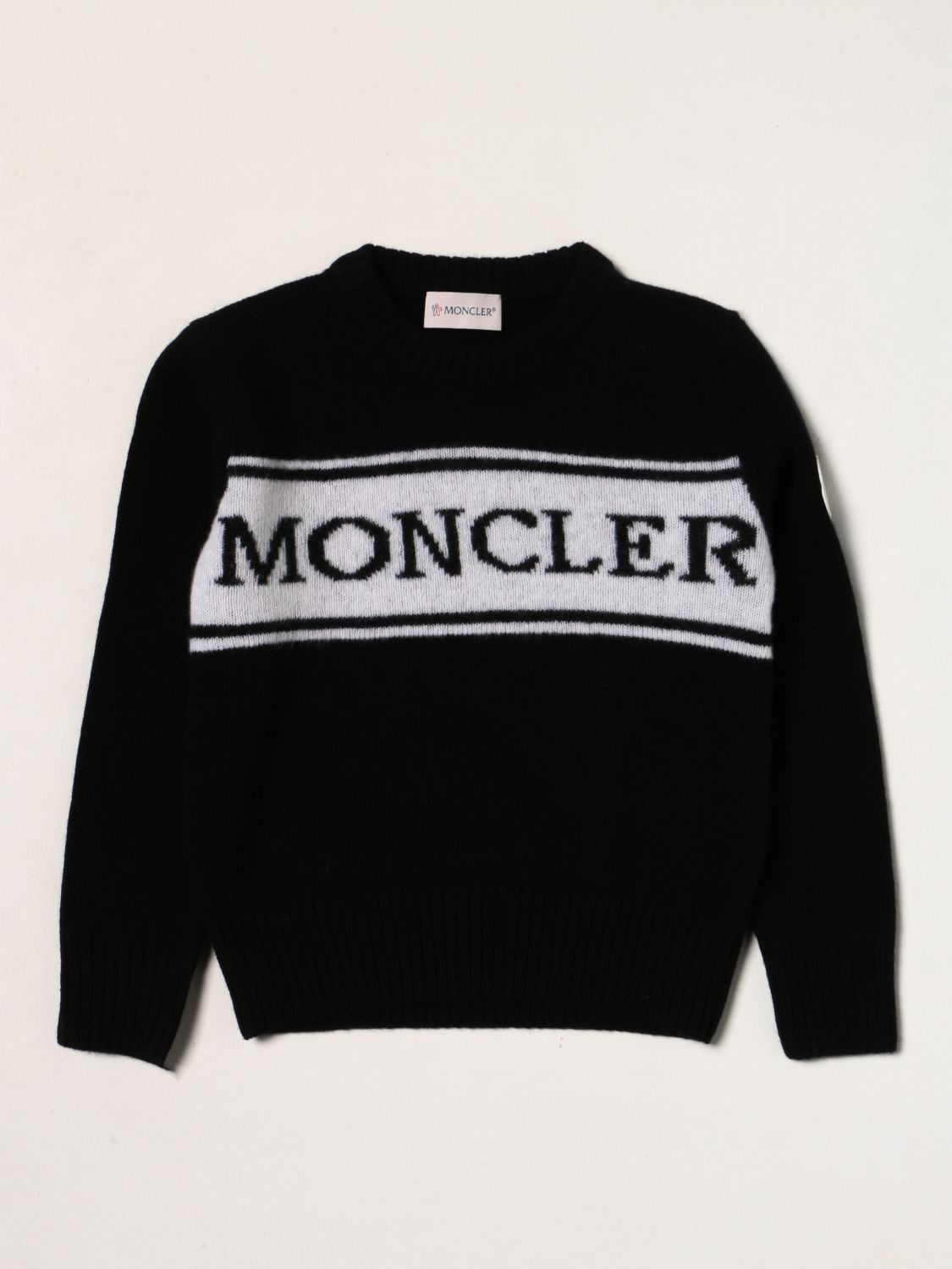 Sweater Moncler: Moncler wool sweater with jacquard logo black 1