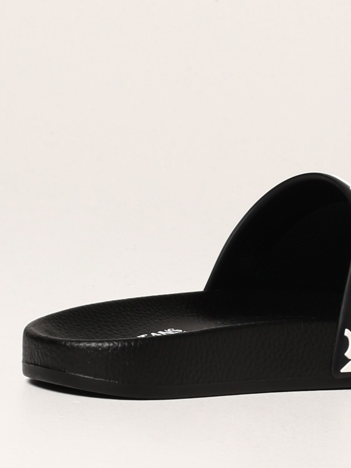 VERSACE JEANS COUTURE: slide sandals in rubber - Black | Flat Sandals ...