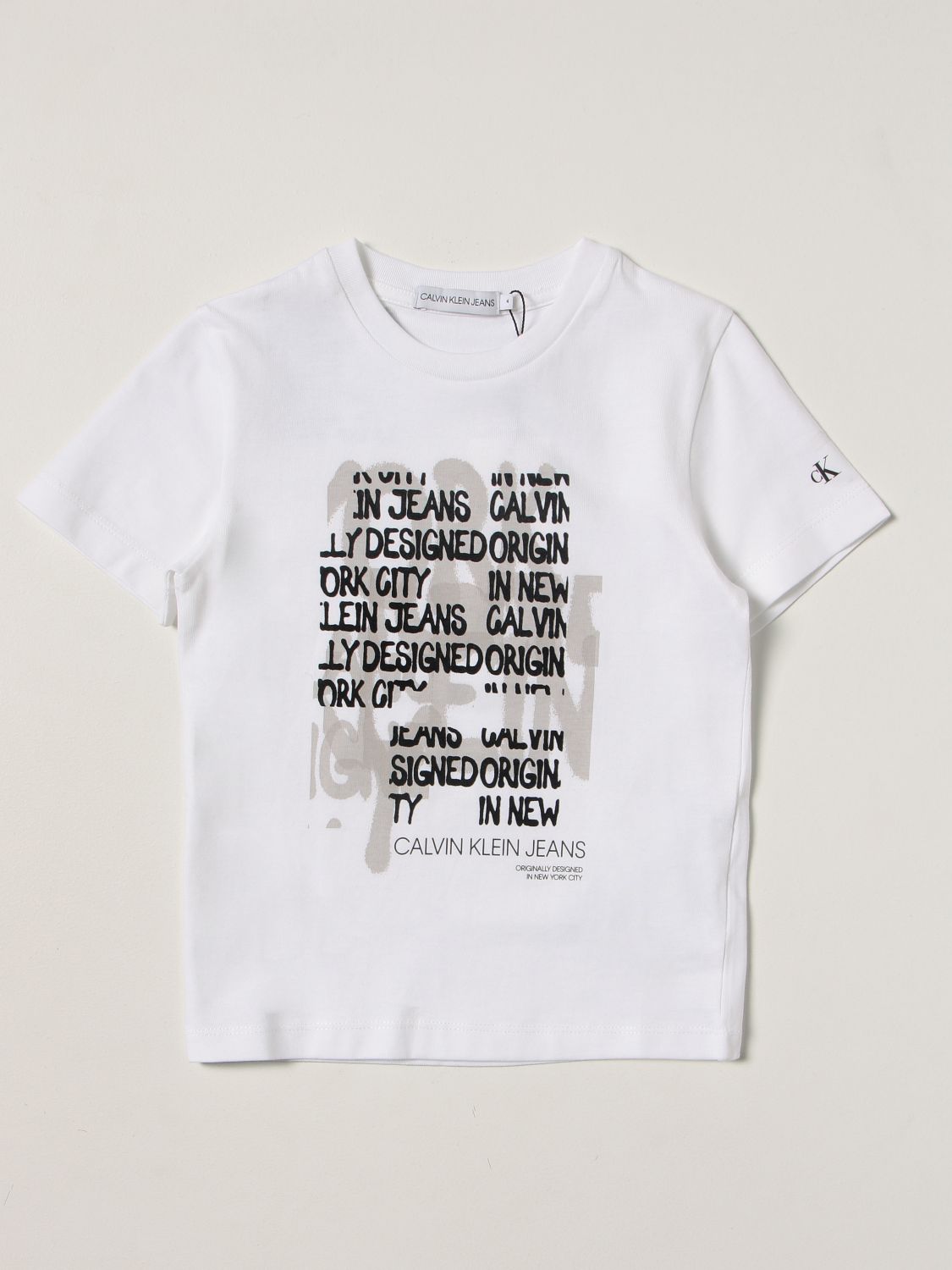 CALVIN KLEIN: t-shirt for boys - White | Calvin Klein t-shirt IB0IB00941  online on 