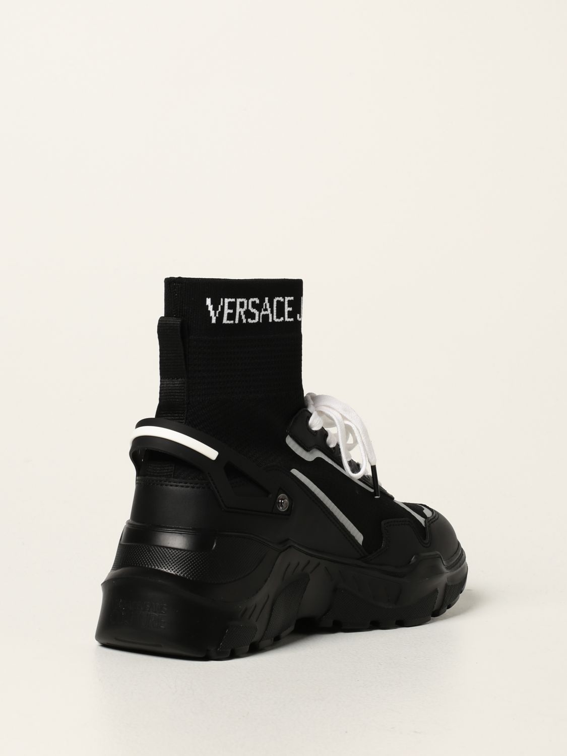 VERSACE JEANS COUTURE: sneakers in knit and leather | Sneakers 