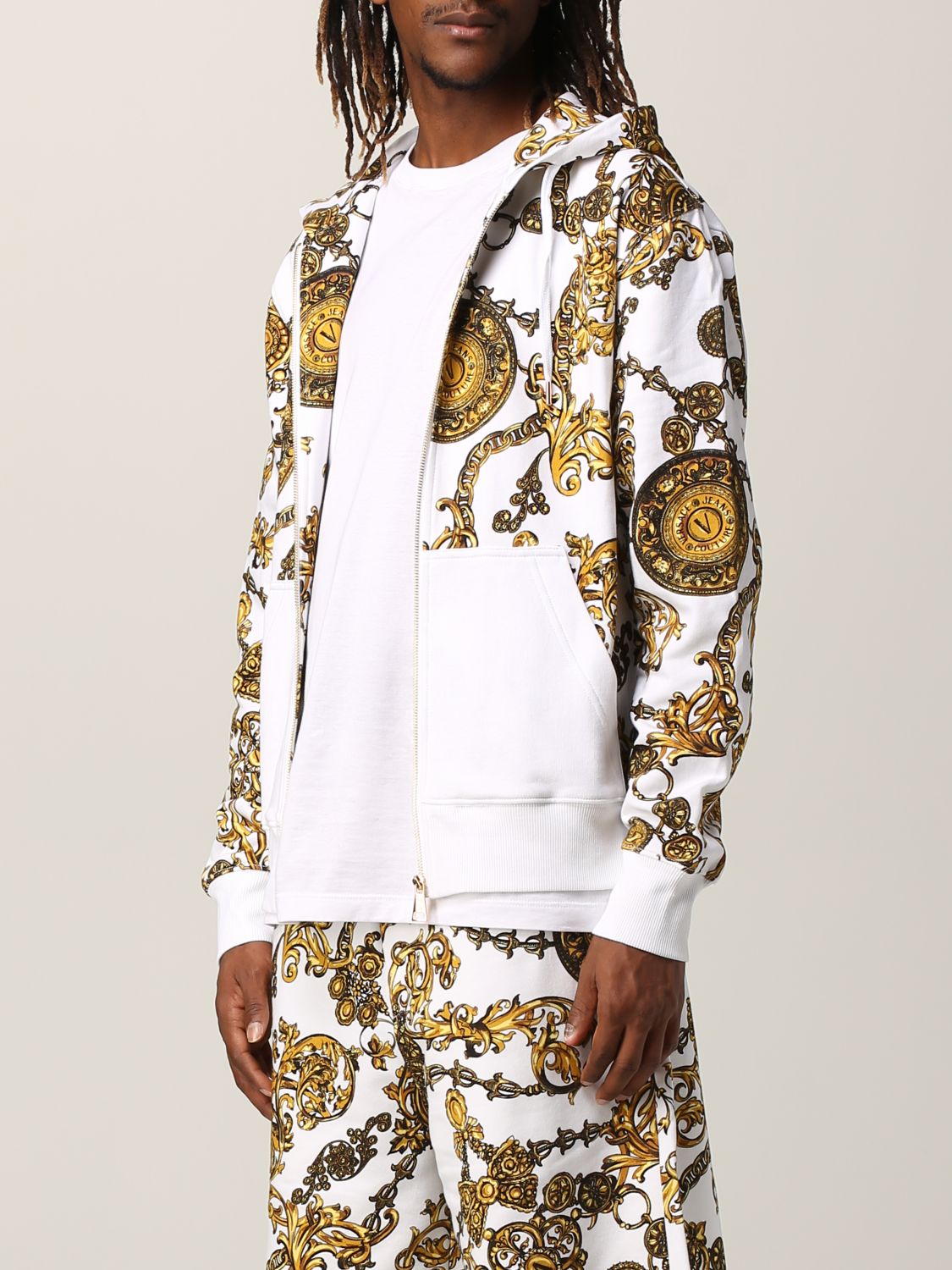 VERSACE JEANS COUTURE: sweatshirt for man - White | Versace Jeans ...