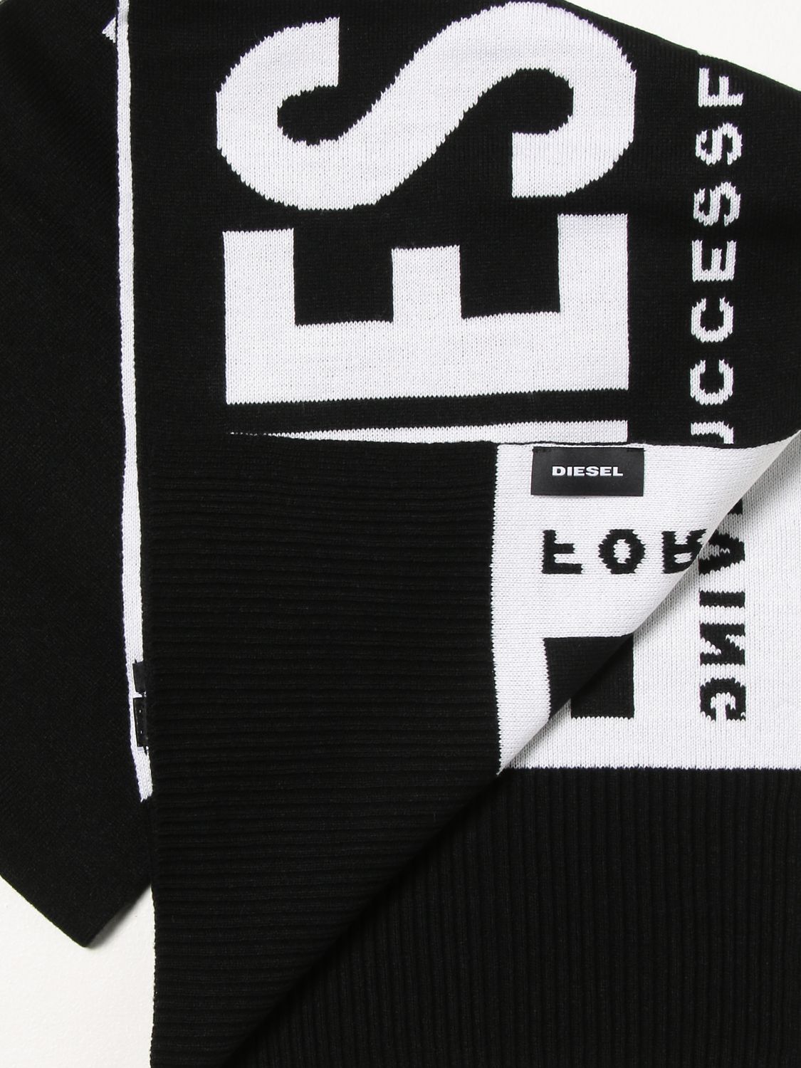男童围巾 Diesel: Diesel 围巾，印有“ForSuccessful Living” Logo 黑色 3