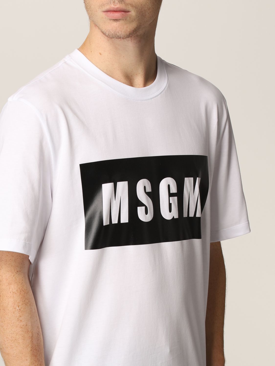 MSGM: t-shirt for man - White | Msgm t-shirt 2000MM520200002 online on ...