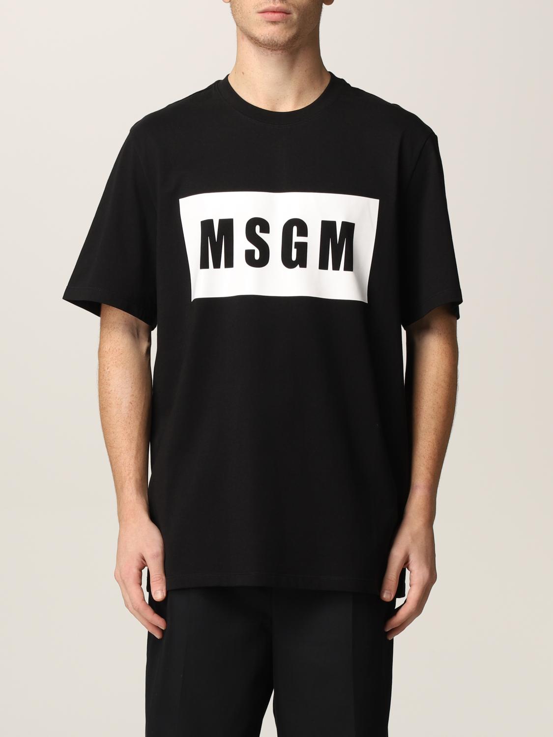 MSGM: t-shirt for man - Black | Msgm t-shirt 2000MM520200002 online on ...