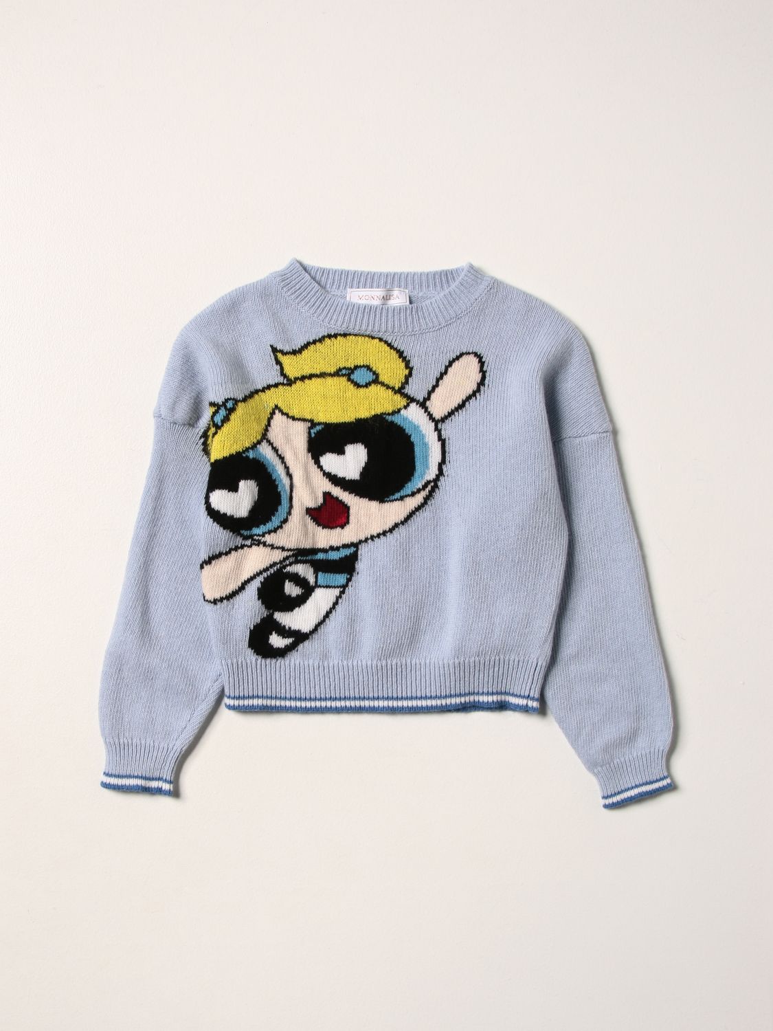 Sweater Monnalisa: Monnalisa sweater with jacquard graphics gnawed blue 1