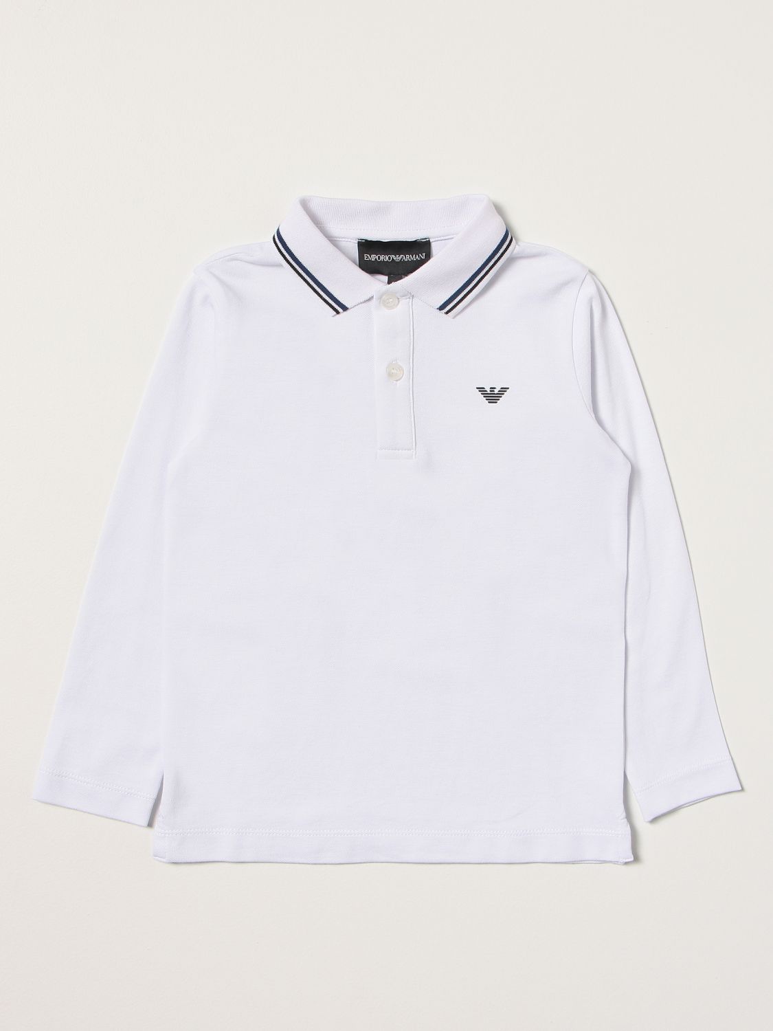 Polo Shirt Emporio Armani: Emporio Armani cotton polo shirt with eagle logo and inlays white 1