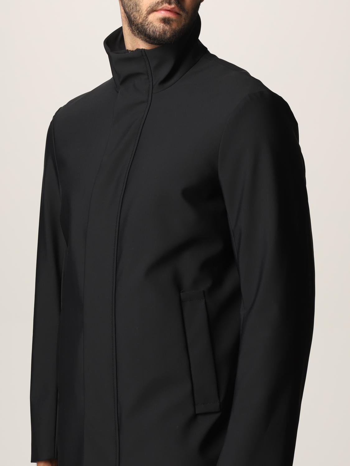 EMPORIO ARMANI: trench coat in nylon with logo - Black | Coat Emporio Armani  8N1L81 1NZAZ GIGLIO.COM