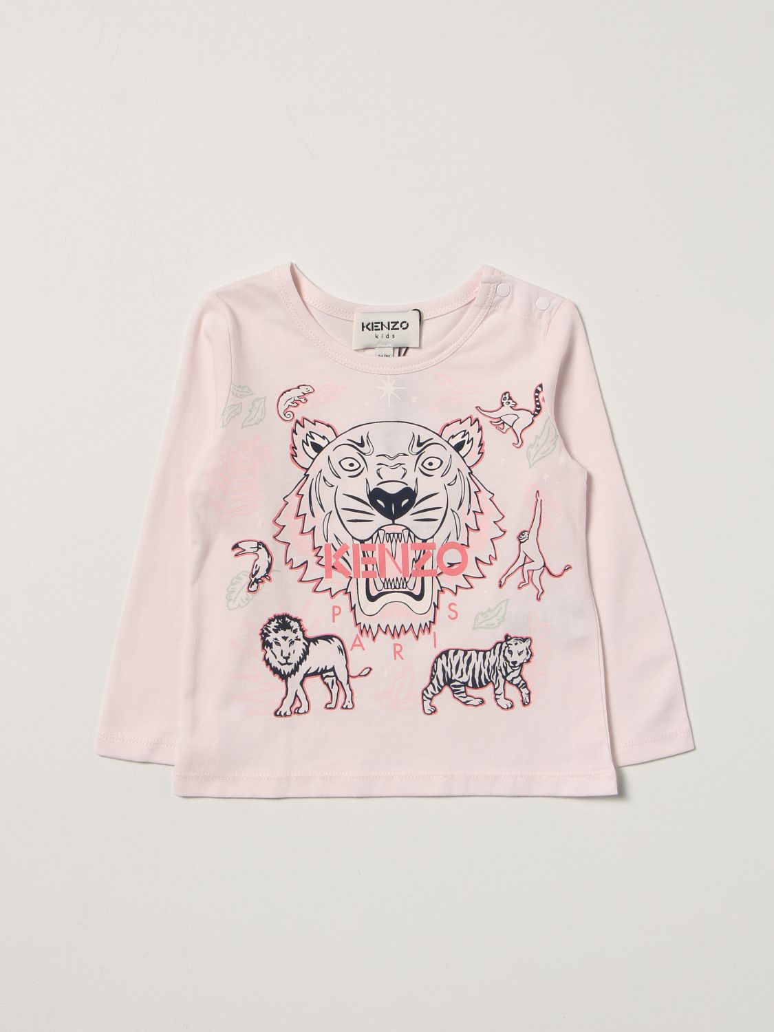 T-shirt Kenzo Junior: T-shirt Kenzo Junior con logo Tiger Kenzo Paris rosa 1