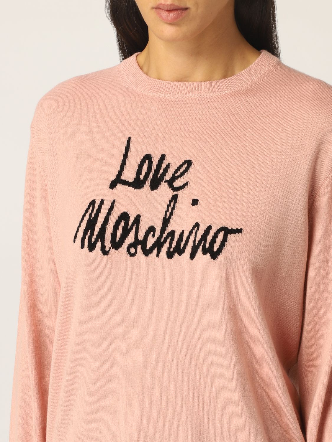 Love Moschino Outlet: sweater in wool blend - Pink | Sweater Love 