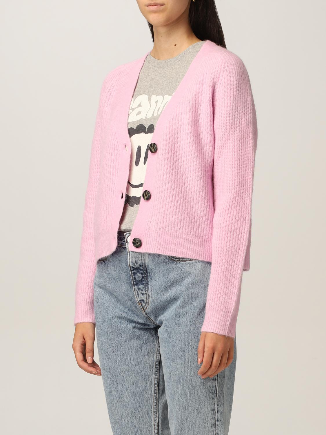 ganni pink cardigan
