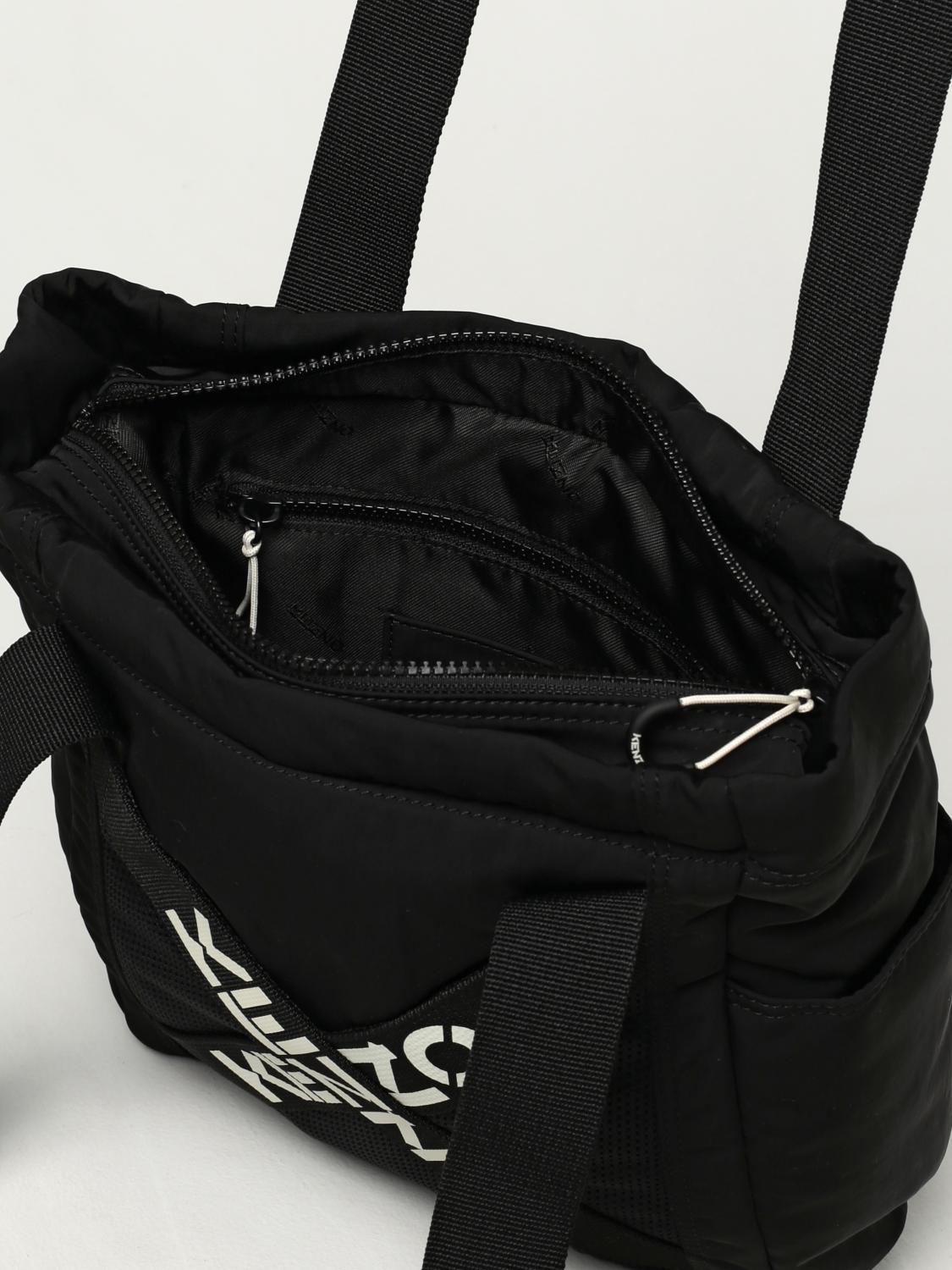 KENZO nylon and mesh bag with crossed logo Black Kenzo tote bags