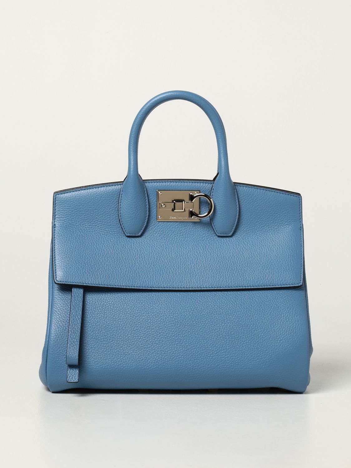Handbag Salvatore Ferragamo: The Studio Salvatore Ferragamo bag in grained leather gnawed blue 1
